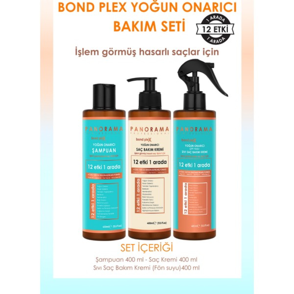 Panorama Professional Bond Plex Yoğun Onarıcı Bakım Seti 12 Etki 1 Arada 400 ml Şampuan + 400 ml Saç Bakım Kremi + 400 ml Sıvı Saç Kremi (Fön Suyu) Oto Boyaları Fiyatı