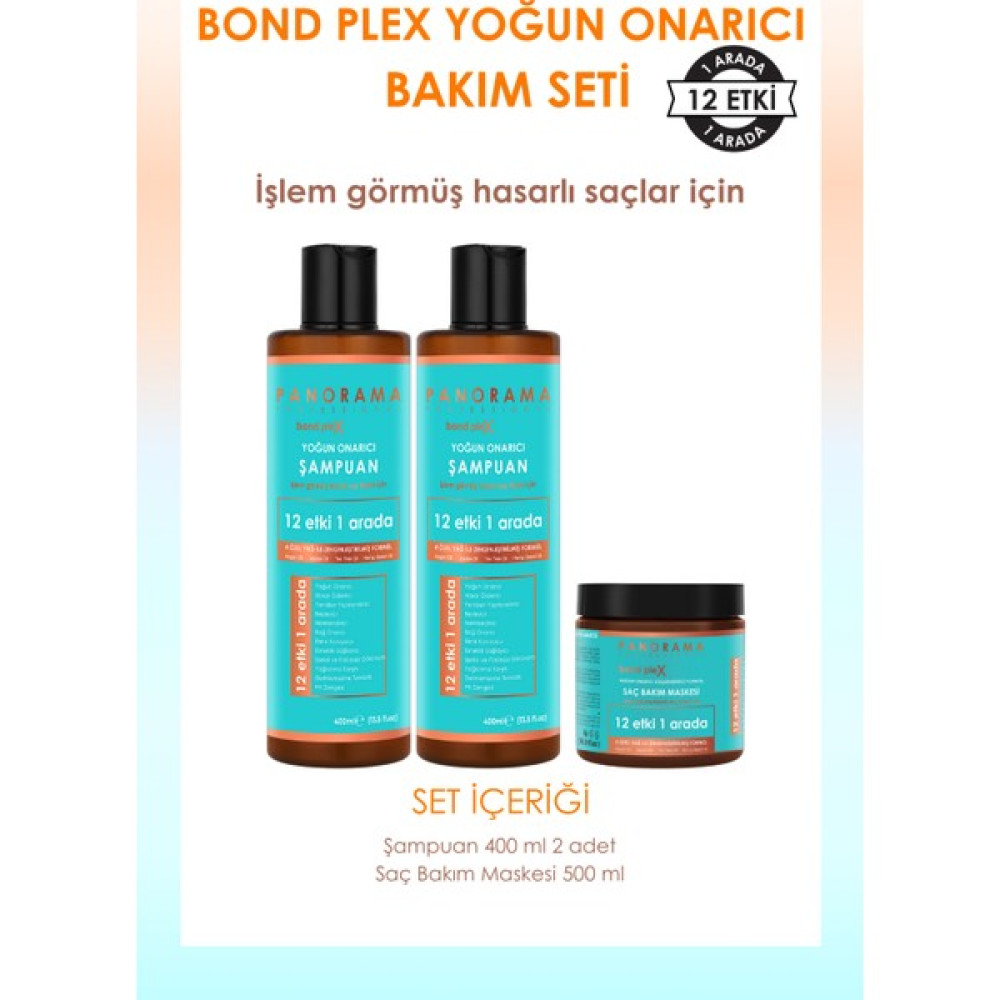Panorama Professional Bond Plex Yoğun Onarıcı Bakım Seti 12 Etki 1 Arada 400 ml x 2 Şampuan + 500 ml Saç Bakım Maskesi Oto Boyaları Fiyatı