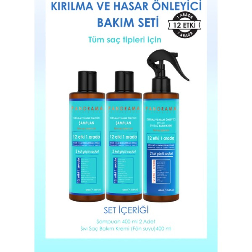 Panorama Professional Kırılma ve Hasar Önleyici Bakım Seti 2 Kat Güçlü Saçlar 12 Etki 1 Arada 400 ml x 2 Şampuan + 400 ml Sıvı Saç Kremi (Fön Suyu) Oto Boyaları Fiyatı