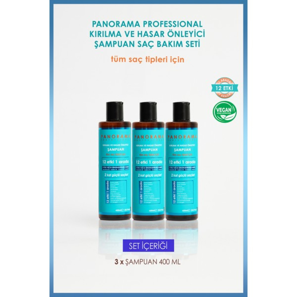 Panorama Professional Kırılma Ve Hasar Önleyici Bakım Seti 2 Kat Güçlü Saçlar 12 Etki 1 Arada/400 Ml X3 Şampuan 3'Lü Set vegan Şampuan ve Saç Kremi Fiyatı