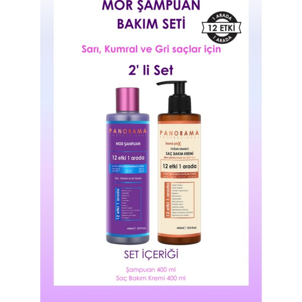 Panorama Professional Professional Mor Şampuan Ve Saç Bakım Seti 8 Özel Yağ /Zengin Menekşe Pigmentleri 12 Etki 1 Arada/400 ml Şampuan + 400 ml Saç... Şampuan ve Saç Kremi Fiyatı