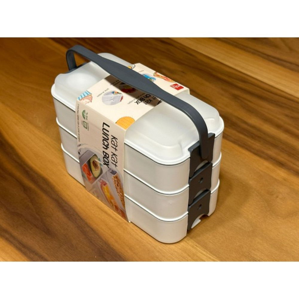 Panoramas Home Gri Beyaz 3 Katlı Bölmeli Öğrenci Beslenme Okul Saklama Kabı Iş Lunch Box Piknik Kabı Kahvaltılık Saklama Kapları Fiyatı