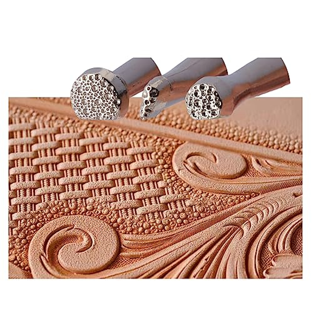 PANSHIYON Leather Stamps,3 Pack Professional Leather Background Stamping Tools for Craft Working