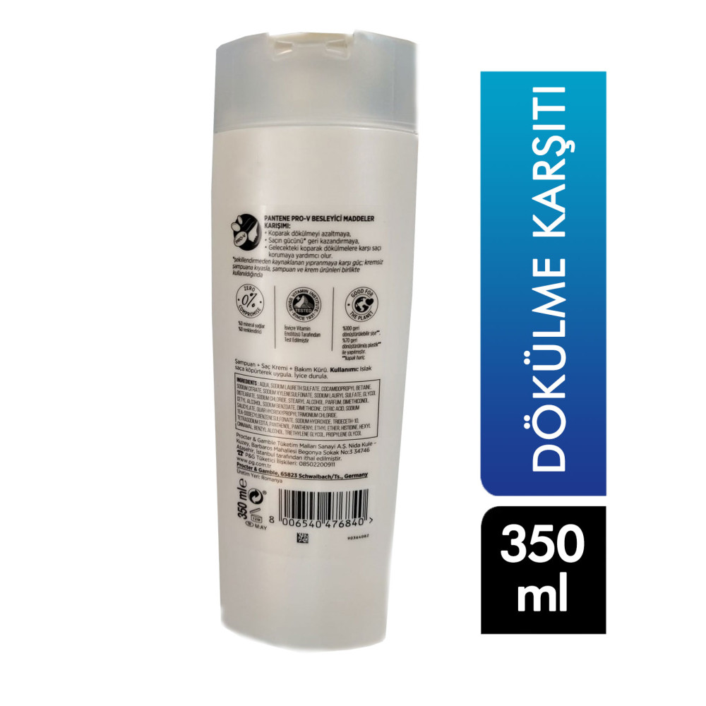 Pantene Şampuan 350 ml 3 in 1 Dökülme Karşıtı