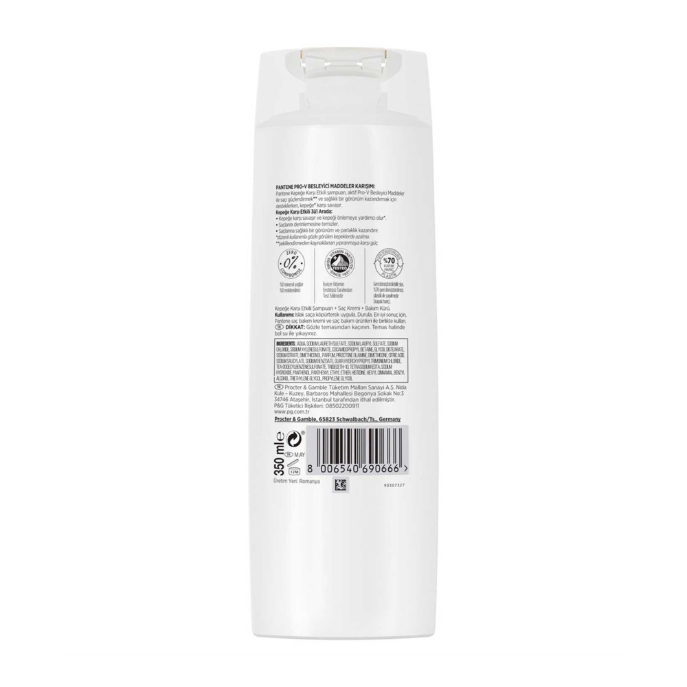 Pantene Şampuan 350 ml 3'ü 1 Arada Kepeğe Karşı Etkili