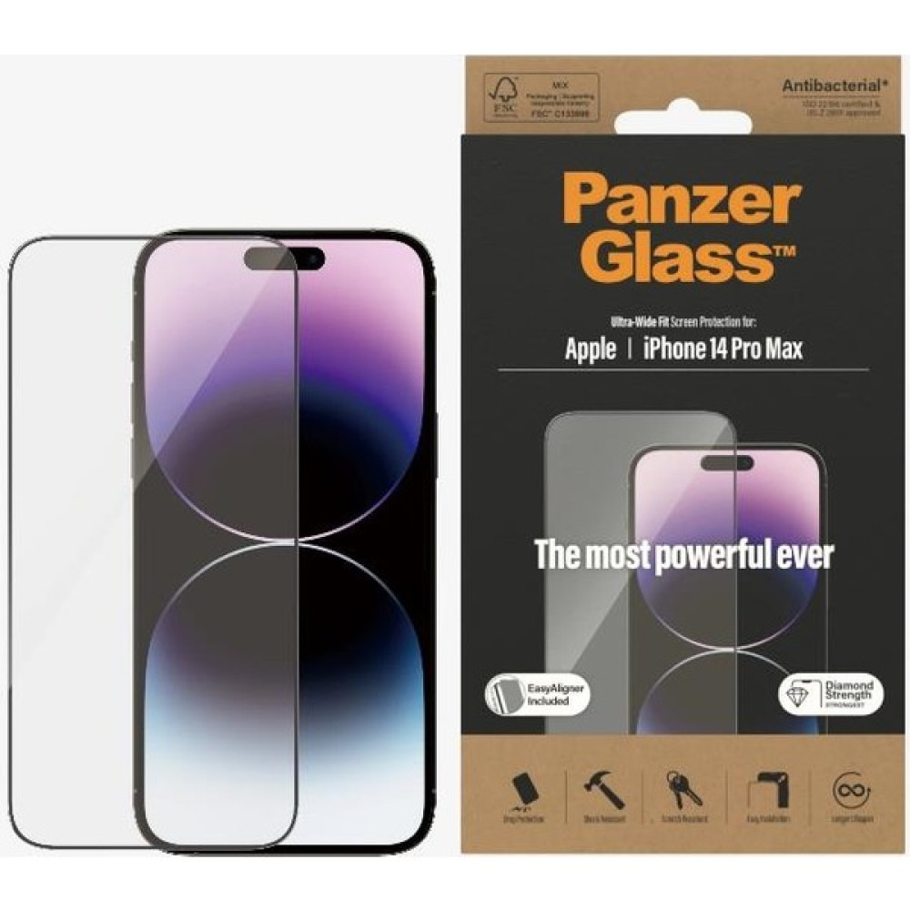 Panzerglass iPhone 14 Pro Uwf Antibakteriyel Ekran Koruyucu - Siyah Cep Telefonu Ekran Koruyucusu Fiyatı