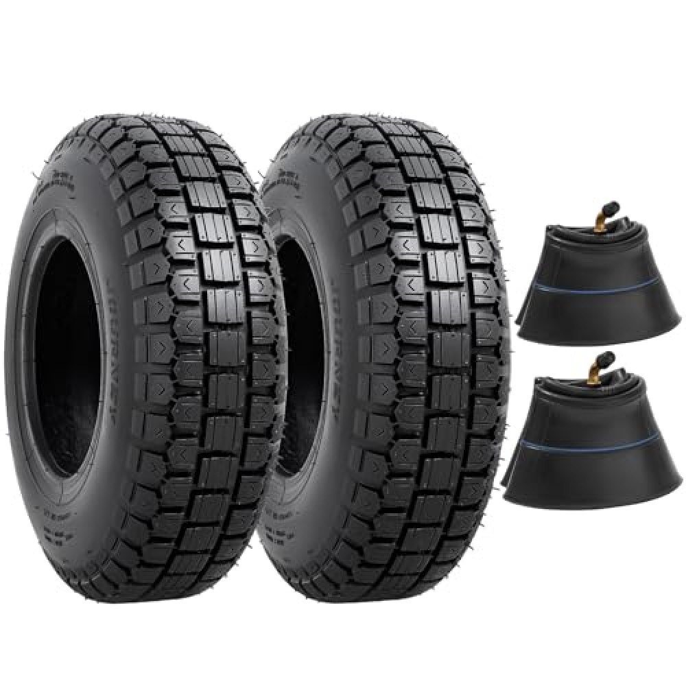 PaoWin 4.10/3.50-6 Tires and Heavy Duty Inner Tubes for 4 Wheelers ATV,Quad Lawn, Mower, Wheelbarrows, Go Kart,Snow Blower, Tractors, Hand Trucks, Trolleys, Mini Bike Tires and Tubes (2 Pcs)