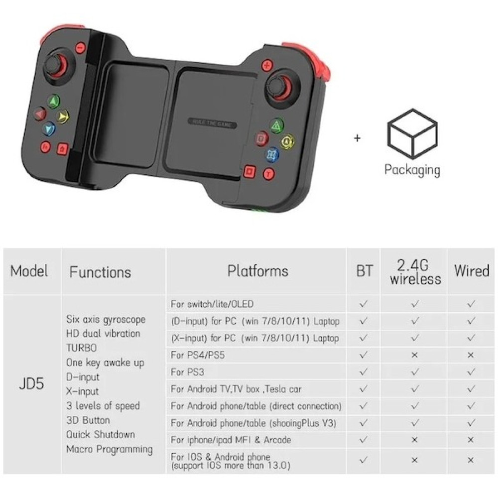 Papajack Siyah-Kablosuz Telefon Joypad Standı Oyun Denetleyicisi Joystick Anahtarı Pc Ps4 Iphone Uyumlu 13 14 Android Pubg (Yurt Dışından) Konsol Aksesuarları Fiyatı