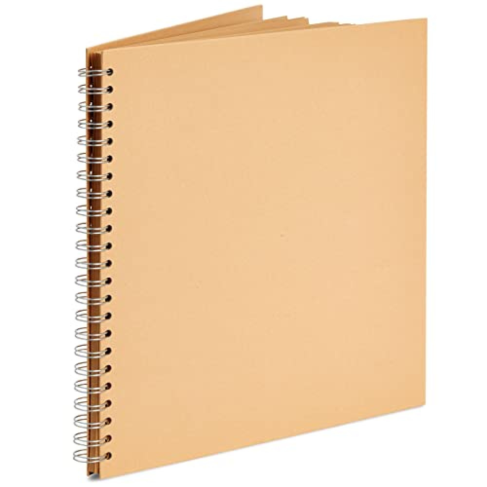 Paper Junkie 12x12 Scrapbook Album Hardcover (Blank), Kraft Paper Material Spiral Bound Sketchbook for Drawing, Writing, Arts and Crafts Projects, Home, Office, School (40 Sheets Total)