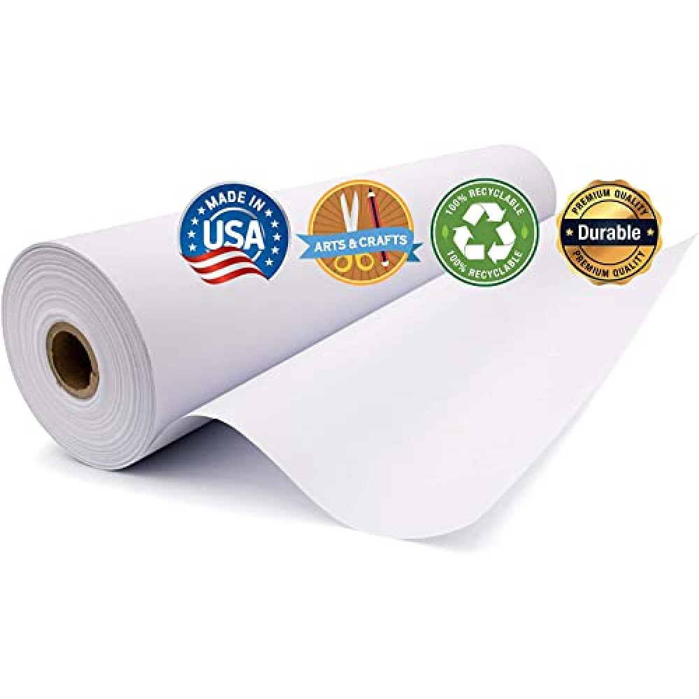 Paper Pros Art Paper Roll, 17.75 inches x 100 feet, White, 2 Pack, for Drawing and Crafts (2)