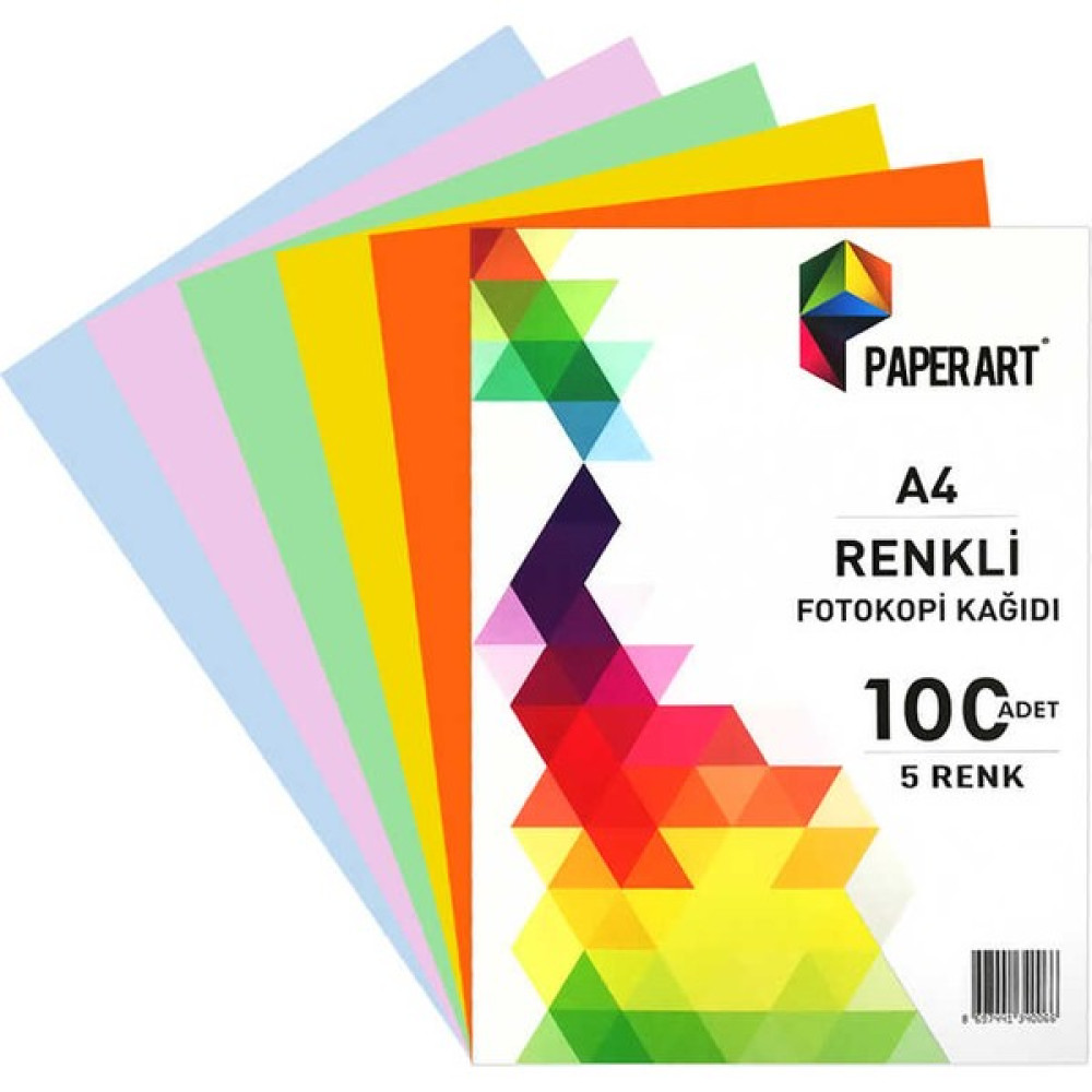 Paperart Renkli Fotokopi Kağıdı A4 5 Renk 100'lü Fotokopi Kağıdı Fiyatı