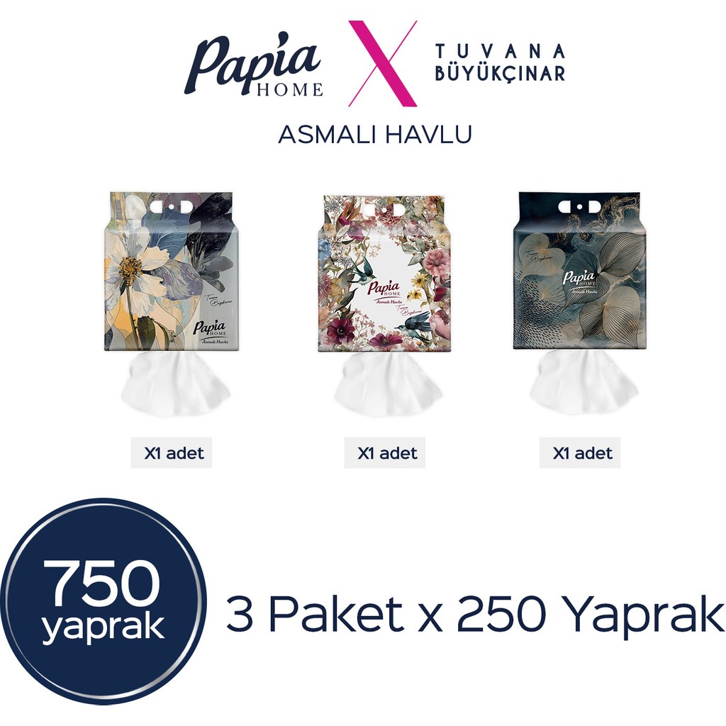Papia Home Asmalı Havlu 750 Yaprak (3 PAKETX250 Yaprak) - Beyaz El / Yüz Havlusu Fiyatı