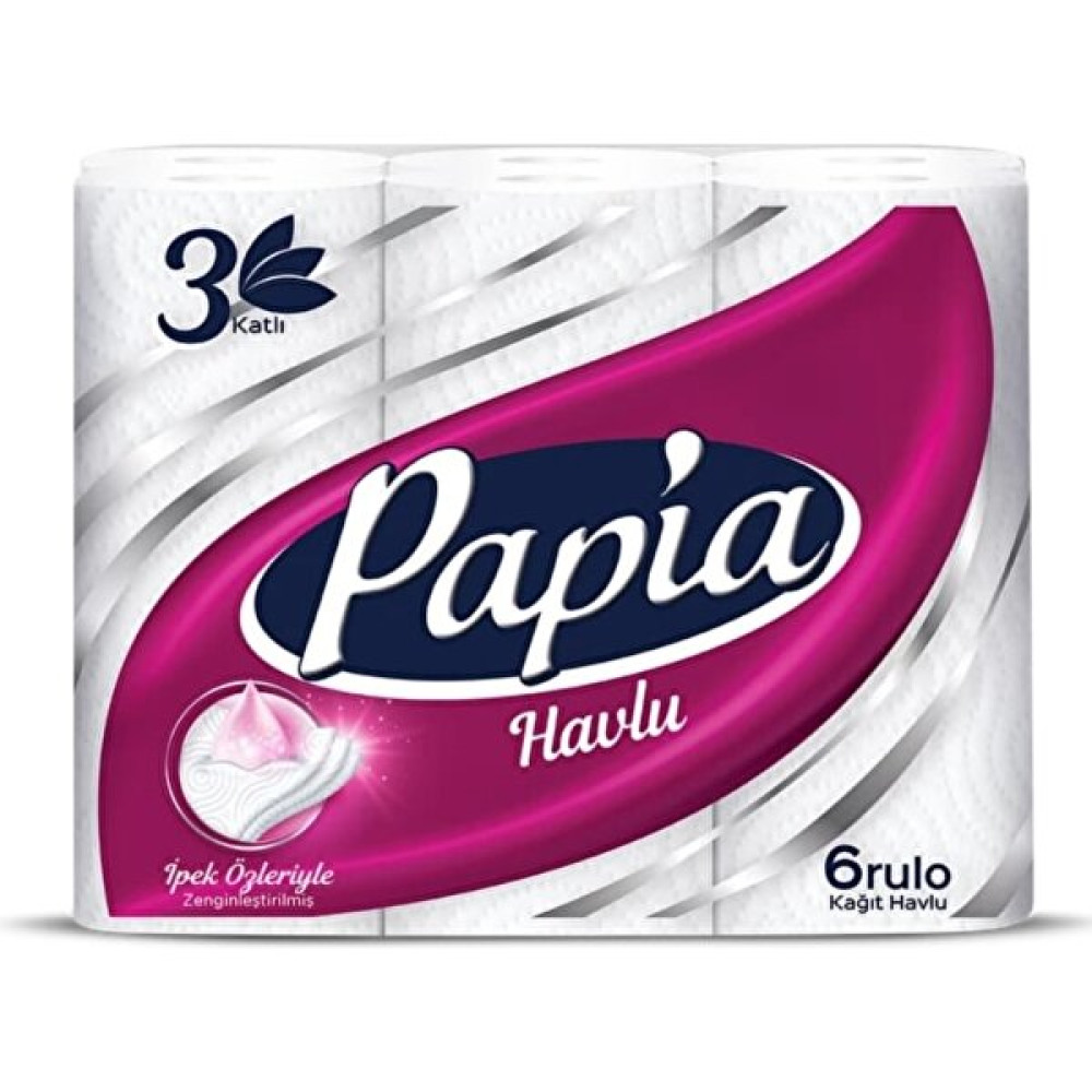 Papia Ipek Özlü Kağıt Havlu 3 Katlı 6'lı - Beyaz Kağıt Havlu Fiyatı