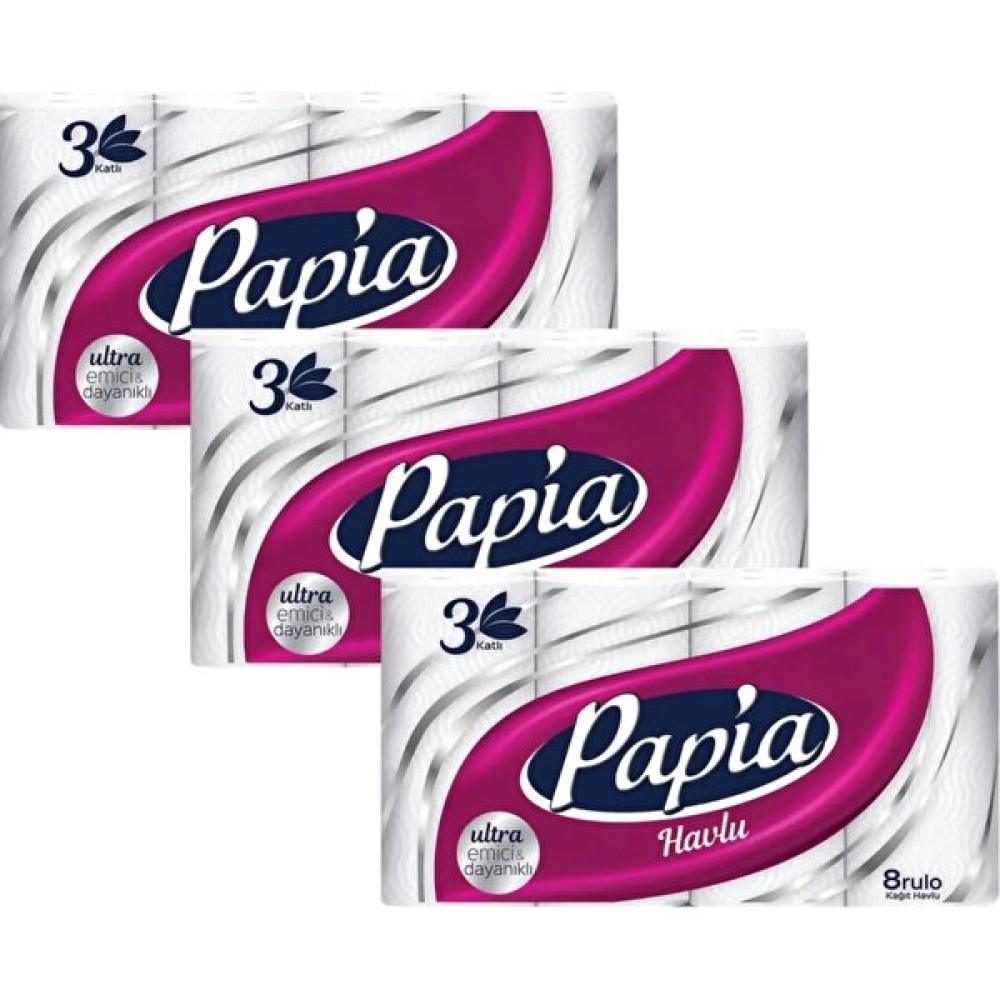 Papia Kağıt Havlu 24 Adet (8*3) - Beyaz Kağıt Havlu Fiyatı