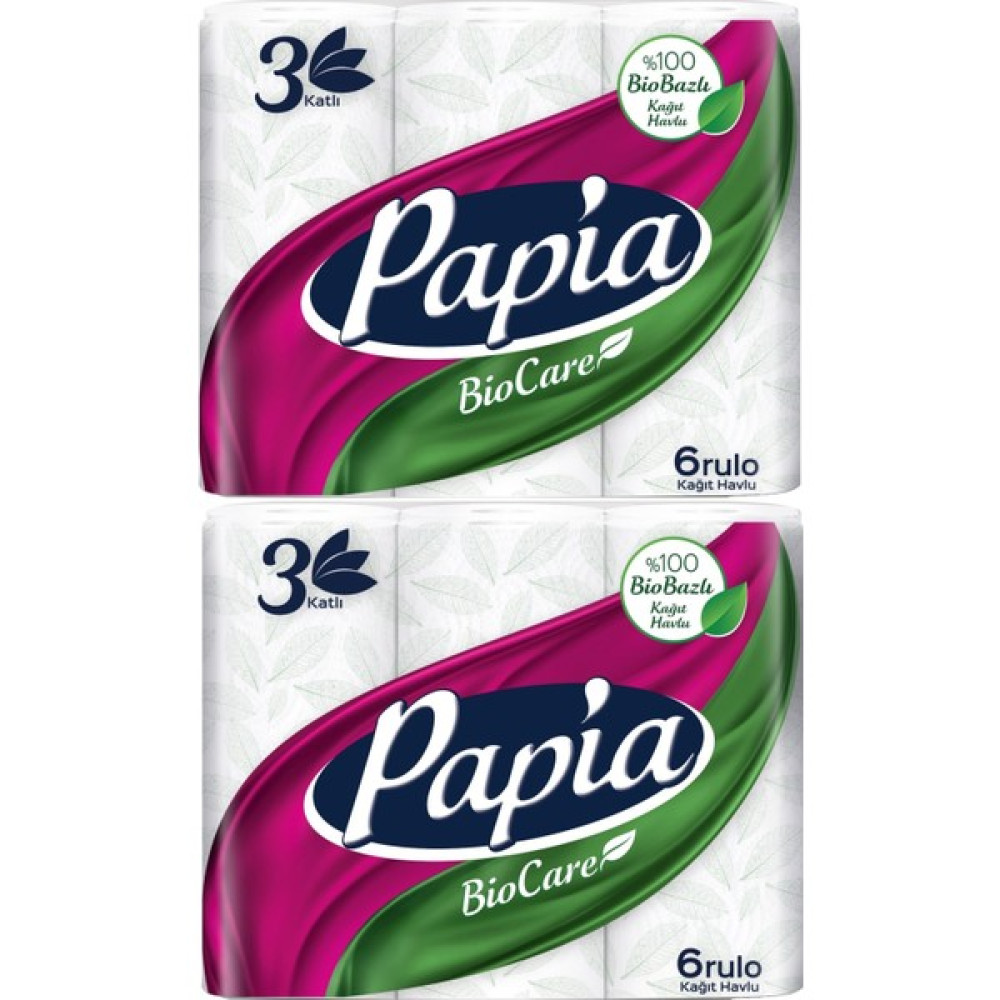 Papia Kağıt Havlu (3 Katlı) 12 Li Set Bio Care (2pk*6) - Beyaz Kağıt Havlu Fiyatı