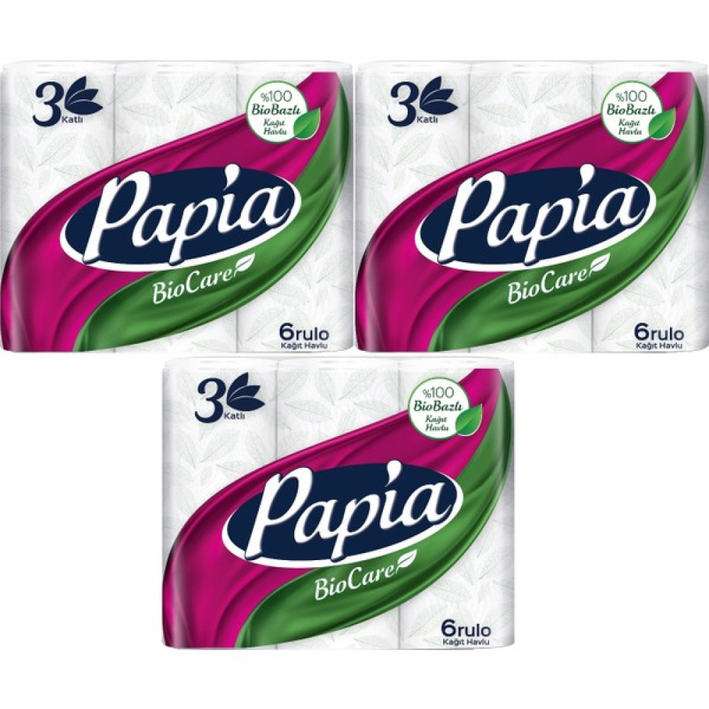 Papia Kağıt Havlu (3 Katlı) 18 Li Set Bio Care (3pk*6) - Beyaz Kağıt Havlu Fiyatı