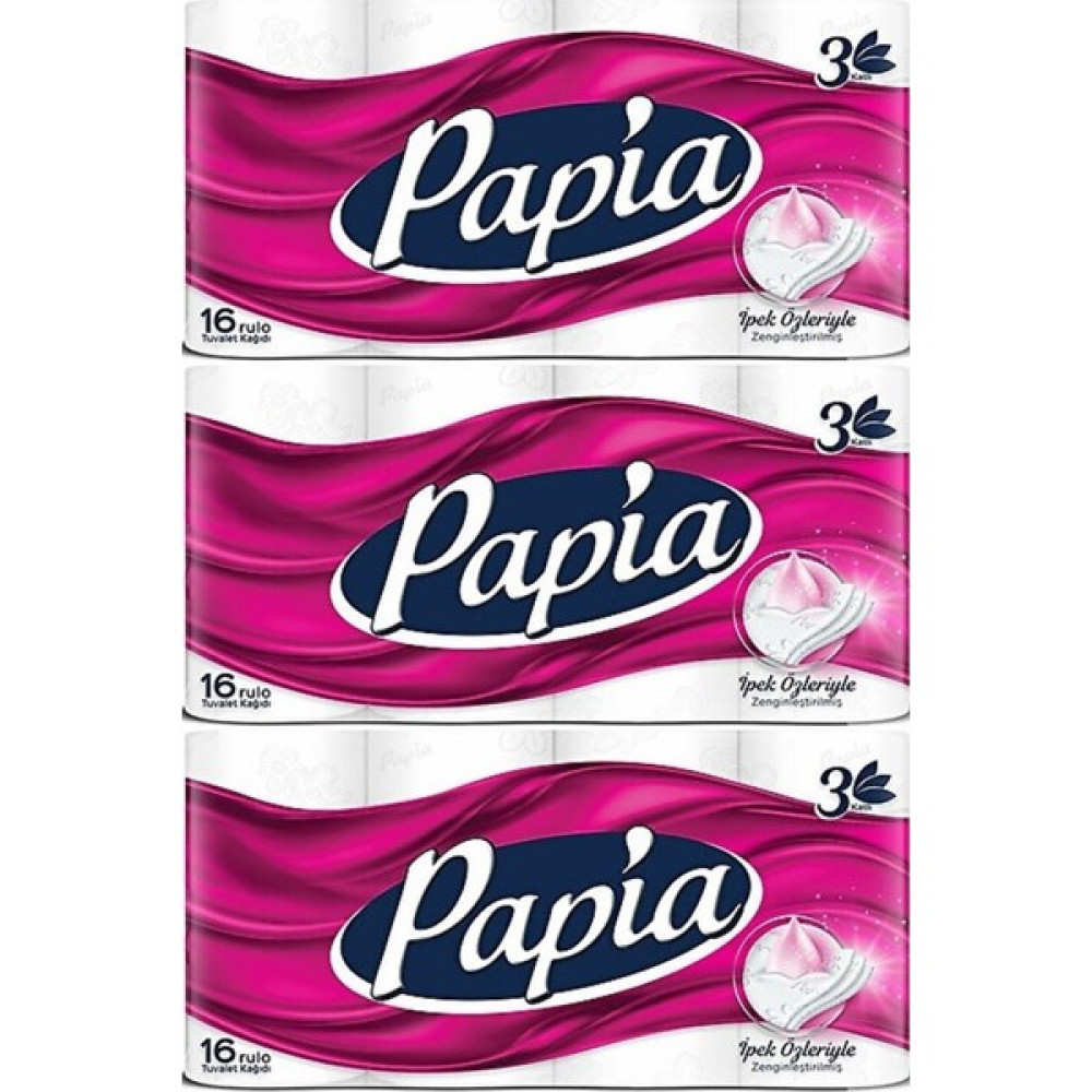 Papia Tuvalet Kağıdı (3 Katlı) 48'li Paket Ipek Özlü (3 Paket x 16) - Beyaz Tuvalet Kağıdı Fiyatı