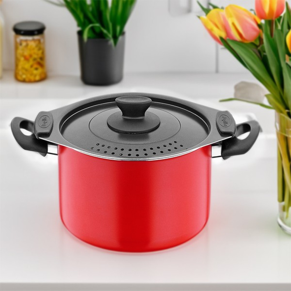 Papilla Redio Spagetti Pot - Süzgeçli Mantı Makarna Tenceresi 20 cm - Kırmızı Tencereler Fiyatı