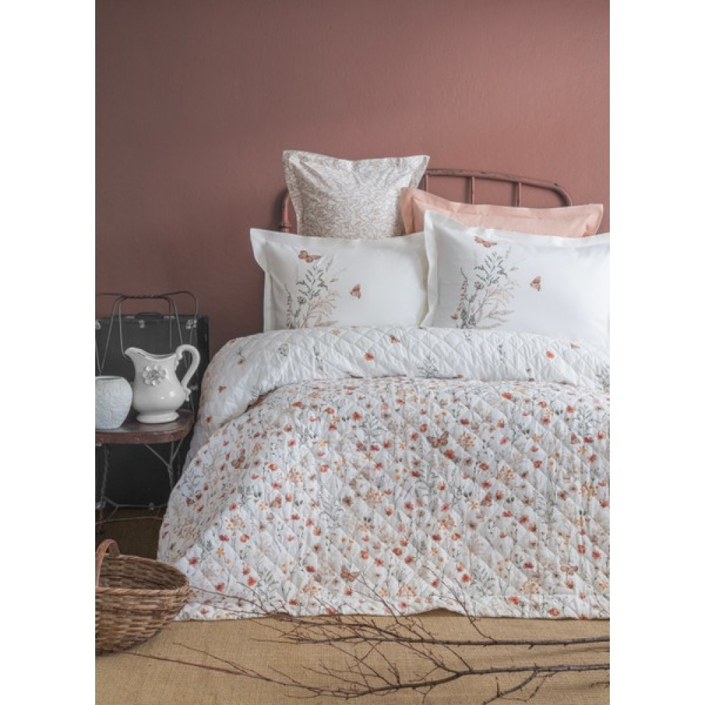 Papillo Çift Kişilik %100 Pamuk Kapitoneli Dört Mevsim Nevresim Takımı Complete Set - 220 x 230 cm - Açık Somon Nevresim Takımı Fiyatı