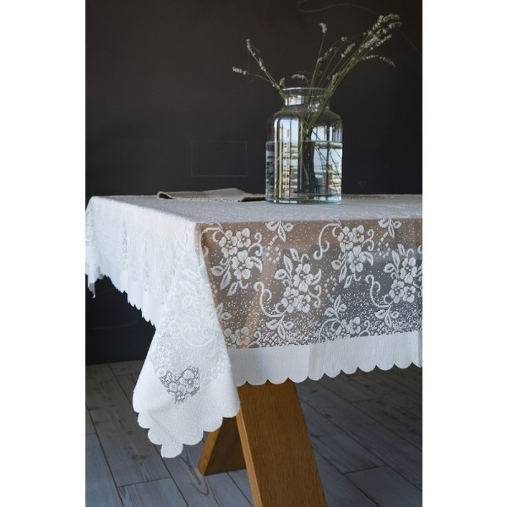 Papion Home Begonvil Desenli Örme Masa Örtüsü - Ekru - 140 x 220 cm Masa Örtüsü Fiyatı