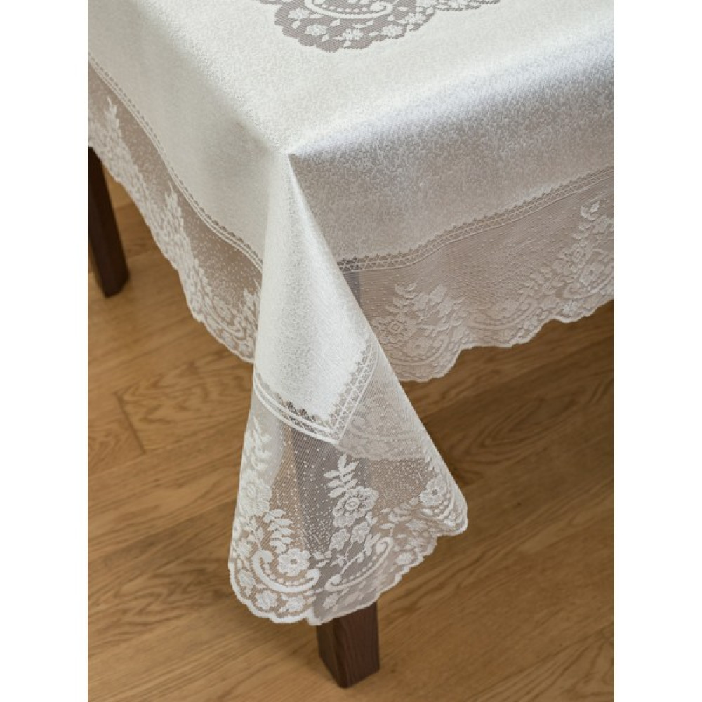 Papion Home Çini Desenli Örme Masa Örtüsü - Ekru - 140 x 220 cm Masa Örtüsü Fiyatı