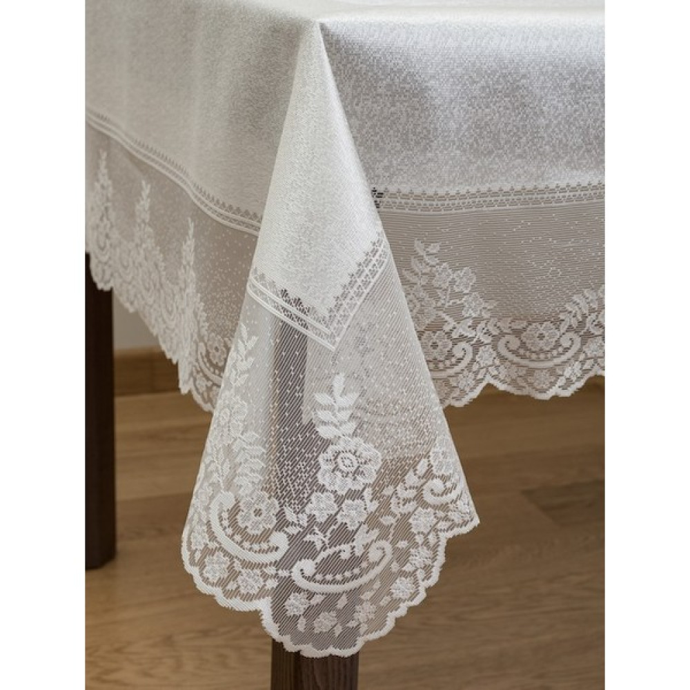 Papion Home Çini Desenli Örme Masa Örtüsü - Ekru - 160 x 220 cm Masa Örtüsü Fiyatı