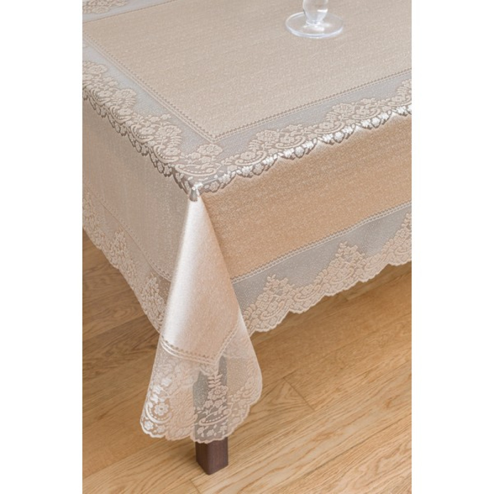 Papion Home Çini Desenli Örme Masa Örtüsü - Sütlü Kahve - 160 x 220 cm Masa Örtüsü Fiyatı