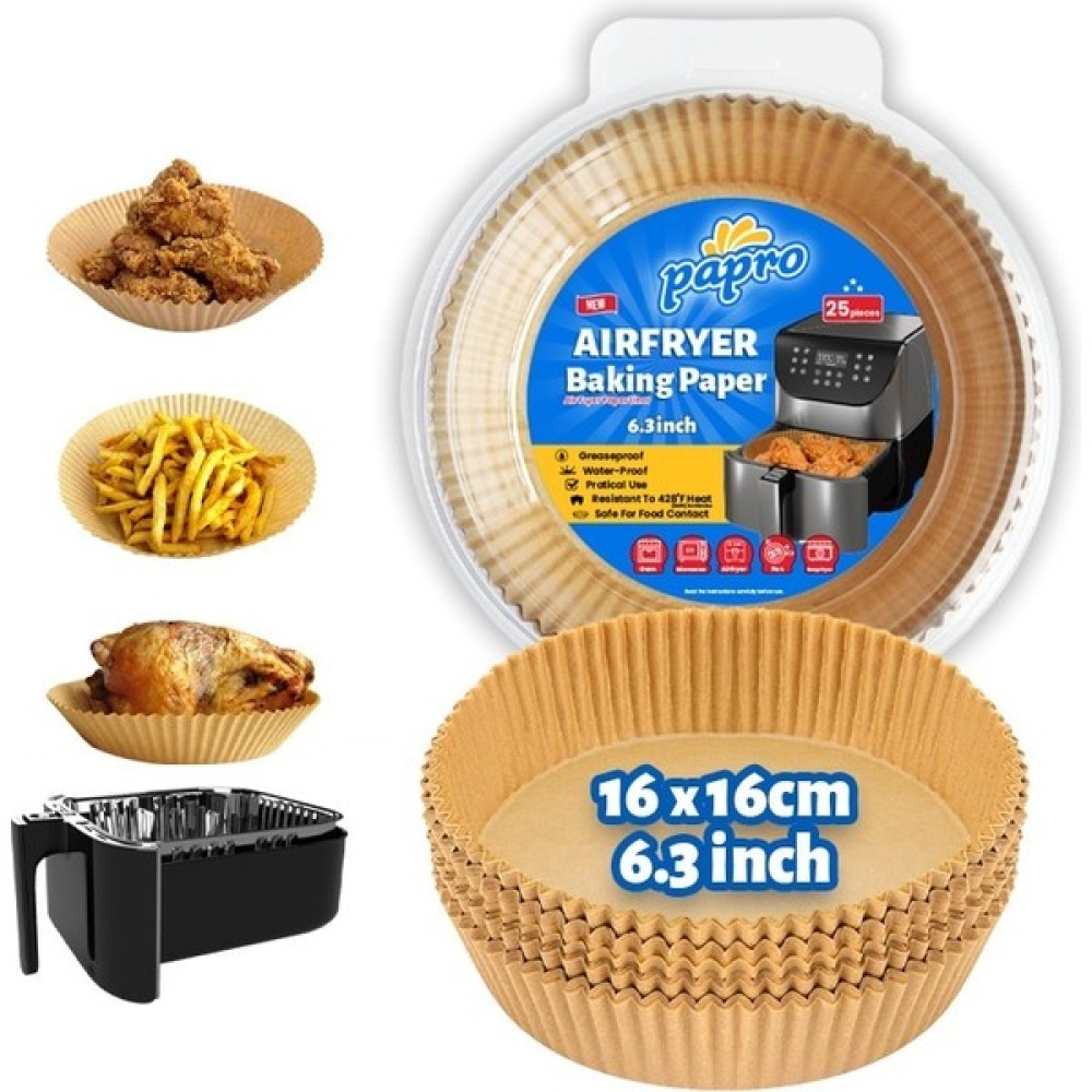 Papro Airfryer Pişirme Kağıdı,fritöz Yağlı Kağıdı Avantajlı Paket 4 Al 3 Öde 25'li 16*16 X4 ADET TOPLAM 100 ADET - Açık Kahverengi Pişirme Kağıdı Fiyatı