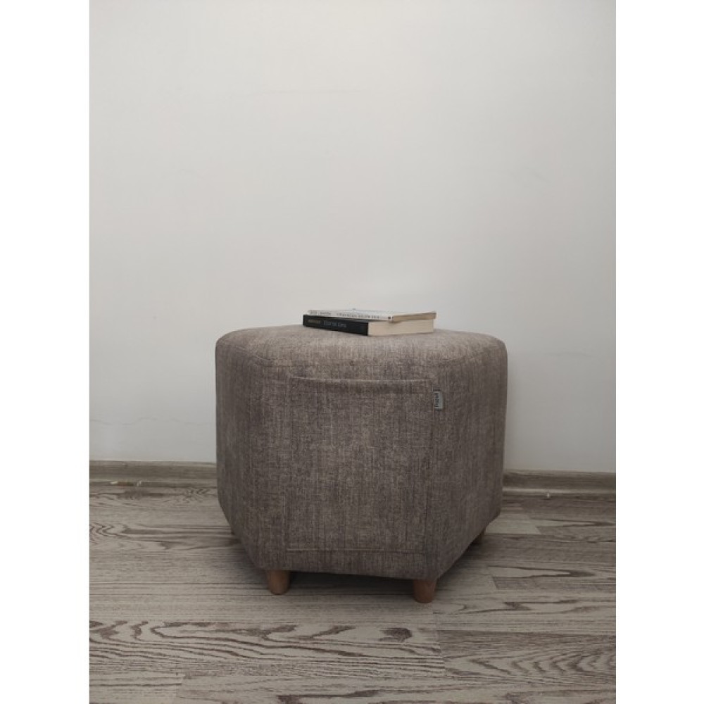 Papuli Ahşap Ayaklı Keten Kumaş Altıgen Puf&bench Koltuk/tabure - 50x45 - Bej Puf Fiyatı