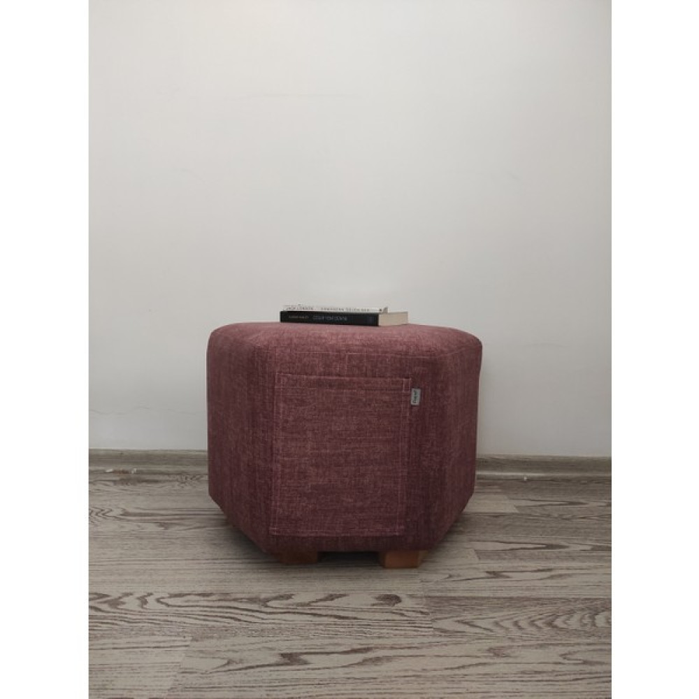 Papuli Ahşap Ayaklı Keten Kumaş Altıgen Puf&bench Koltuk/tabure - 50x45 - Mürdüm Puf Fiyatı