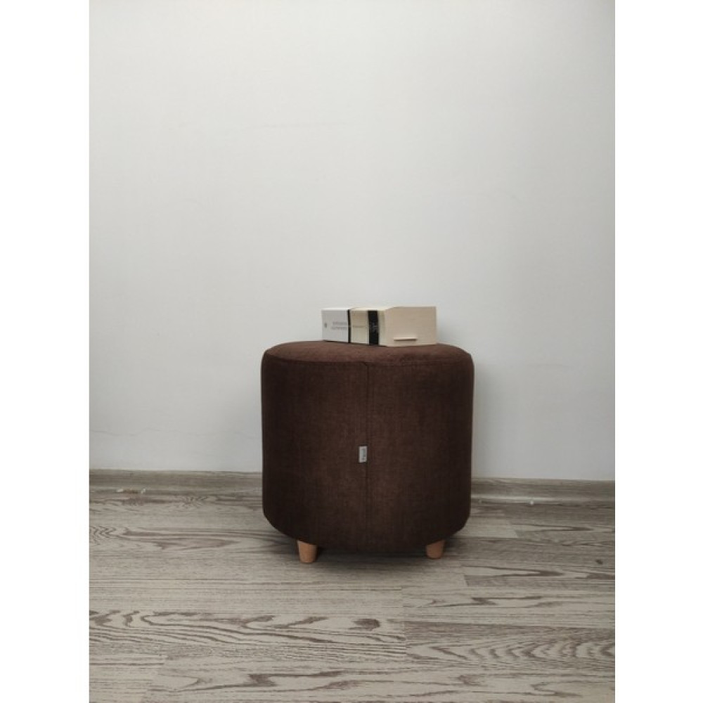Papuli Ahşap Ayaklı Keten Kumaş Yuvarlak Puf&bench Koltuk/tabure - 40x35 - Acı Kahve Puf Fiyatı