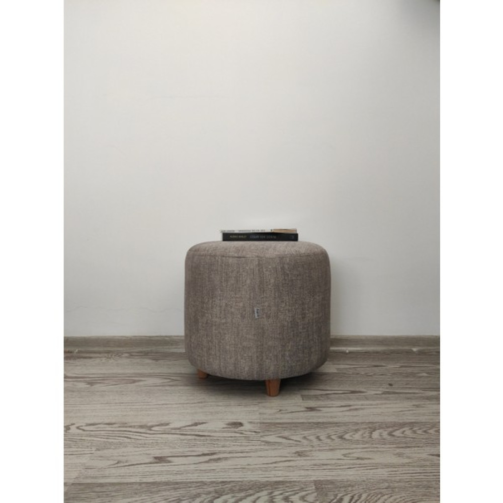 Papuli Ahşap Ayaklı Keten Kumaş Yuvarlak Puf&bench Koltuk/tabure - 40x35 - Bej Puf Fiyatı