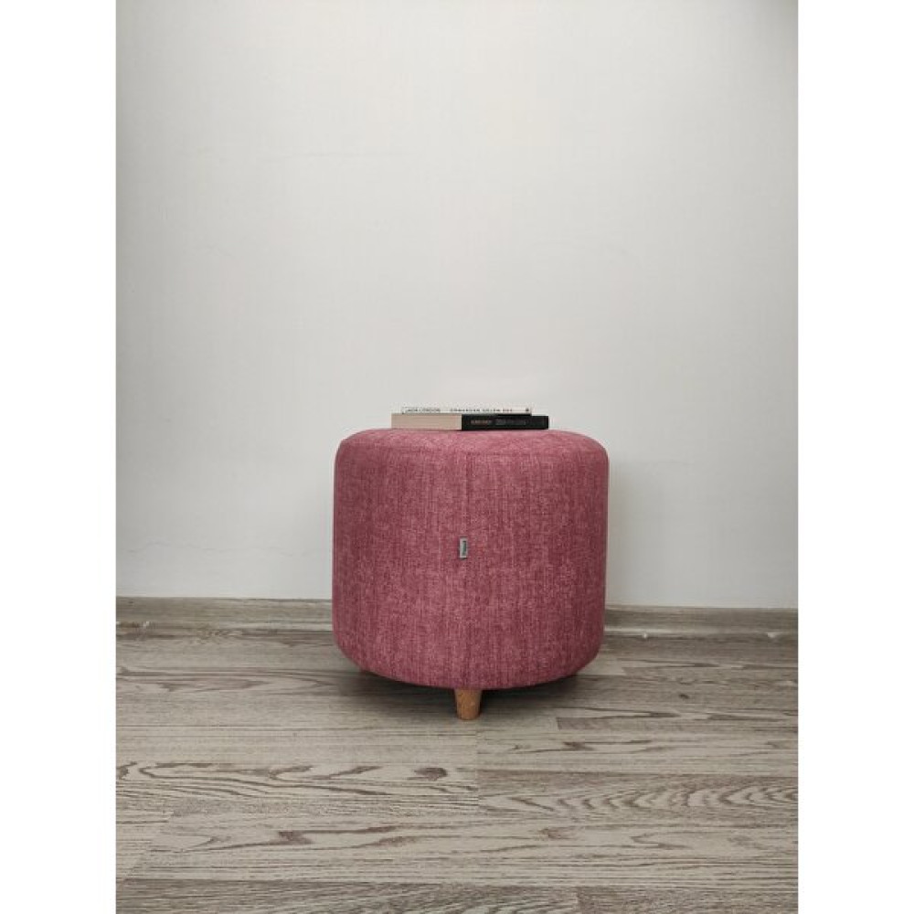 Papuli Ahşap Ayaklı Keten Kumaş Yuvarlak Puf&bench Koltuk/tabure - 40x35 - Pembe Puf Fiyatı