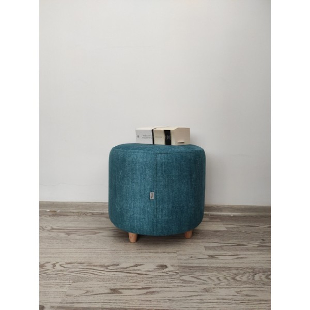 Papuli Ahşap Ayaklı Keten Kumaş Yuvarlak Puf&bench Koltuk/tabure - 40x35 - Turkuaz Puf Fiyatı