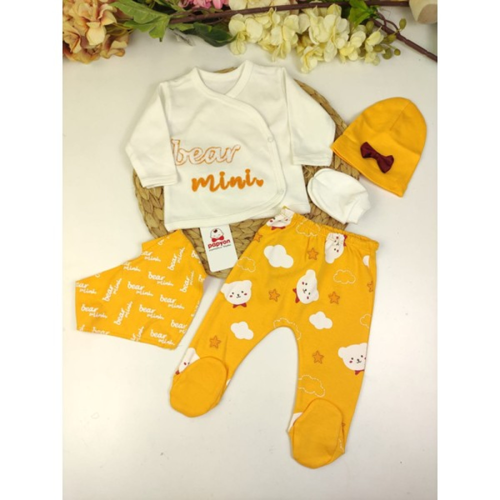 Papyon Baby Kids Bear Mini Erkek Bebek 5li Zıbın Set Hastane Çıkışı Bebek Hastane Çıkışı Fiyatı
