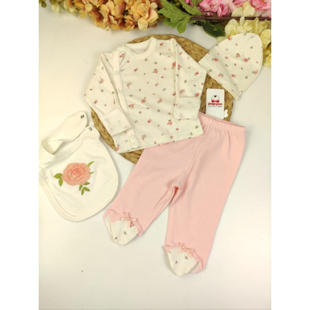 Papyon Baby Kids Gül Desen Kız Bebek 5li Zıbın Set Hastane Çıkışı Bebek Hastane Çıkışı Fiyatı