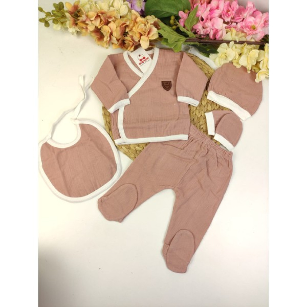 Papyon Baby Kids Müslin Organik Kız Bebek 5li Zıbın Set Hastane Çıkışı Bebek Hastane Çıkışı Fiyatı