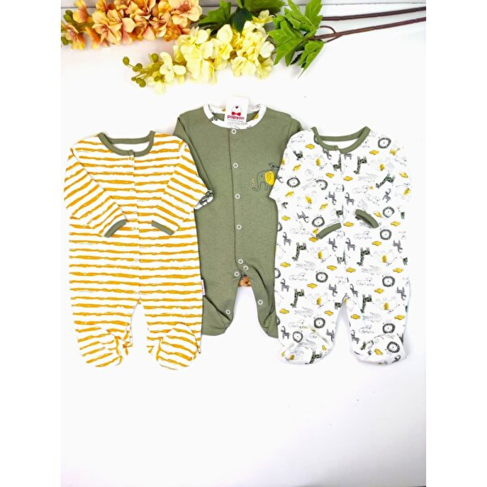 Papyon Baby Kids Safari Desen Erkek Bebek 3lü Tulum Set Bebek Tulumu Fiyatı