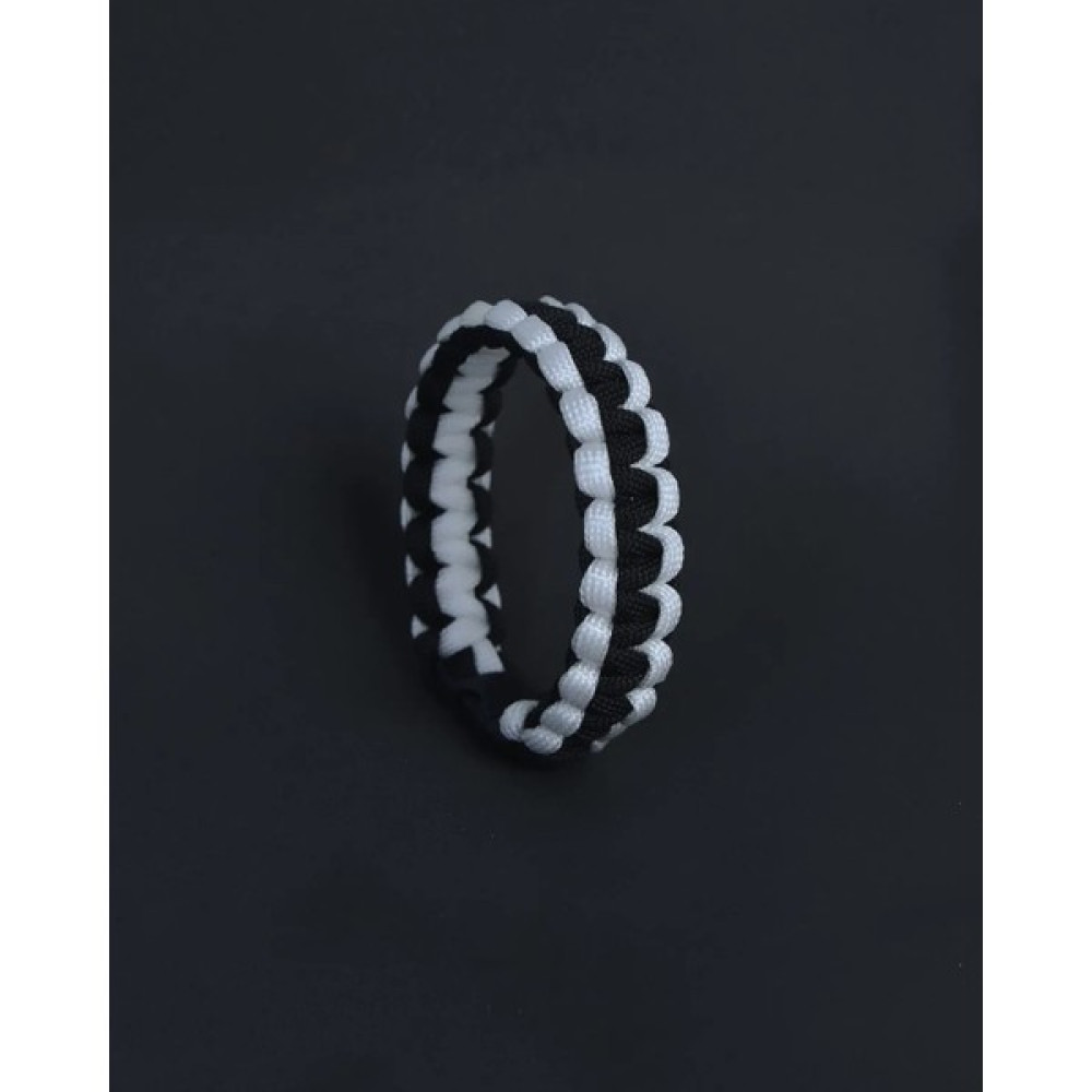 Paracord Siyah Beyaz Bileklik - 17 cm - Beyaz - Siyah Saat ve Bileklik Aksesuarı Fiyatı