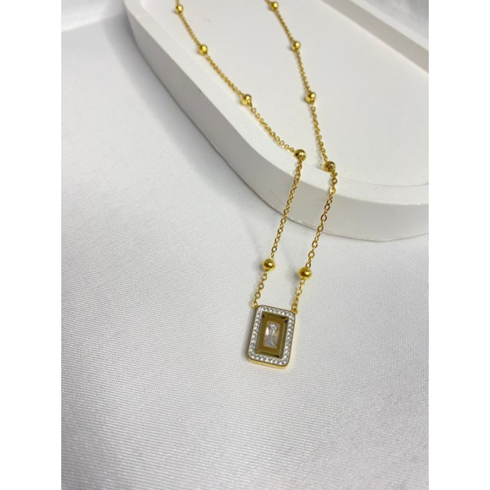 Paradoks Store Dorika Zincir Baget Zirkon Taşlı Gold Çelik Kolye Altın, Takı & Aksesuar Fiyatı