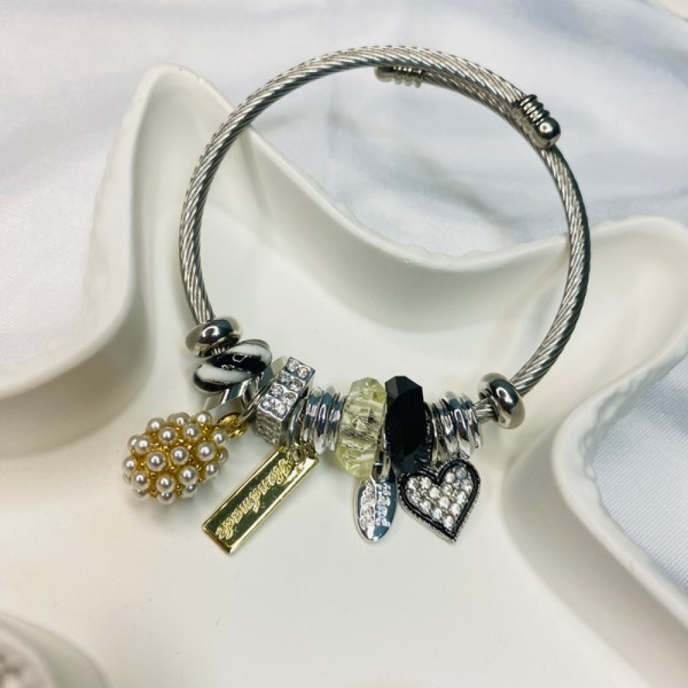 Paradoks Store Kararmaz Zirkon Taşlı Kalp ve Inci Detaylı Charmlı Pandora Bileklik - Gümüş Altın, Takı & Aksesuar Fiyatı