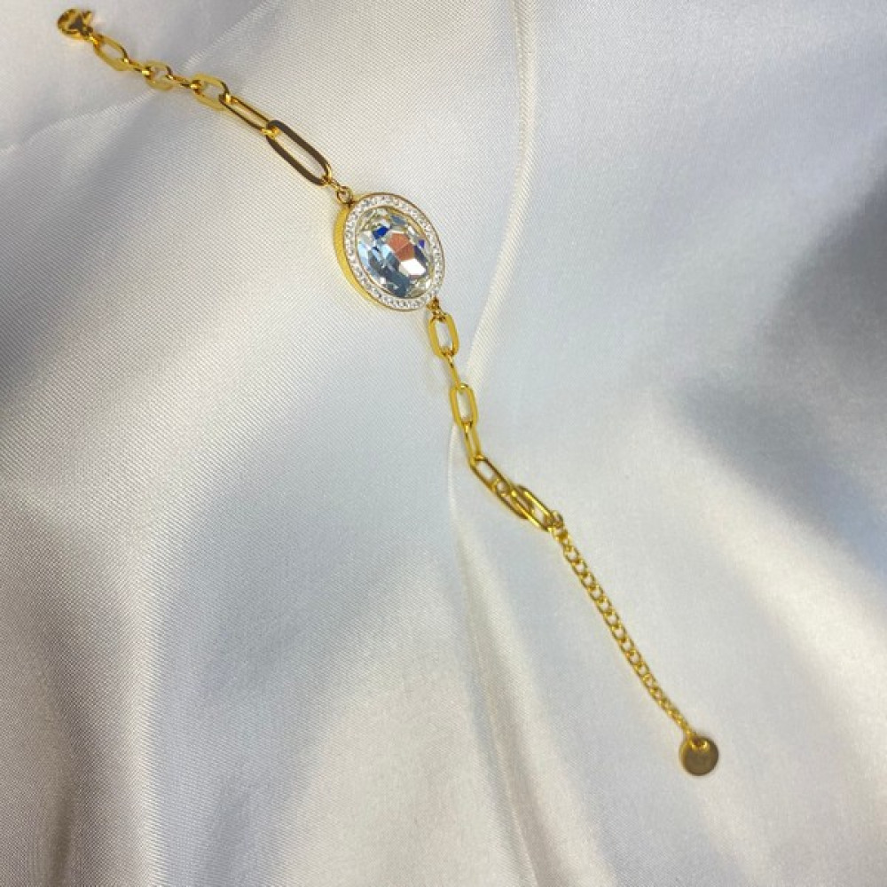 Paradoks Store Oval Büyük Zirkon Taşlı Gold Çelik Bileklik Altın, Takı & Aksesuar Fiyatı