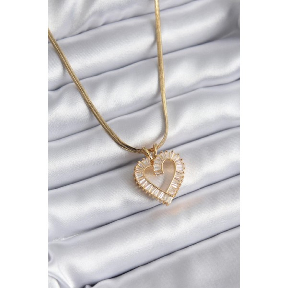 Paradoks Store Zirkon Taşlı Kalp Model Gold Çelik Kolye Altın, Takı & Aksesuar Fiyatı