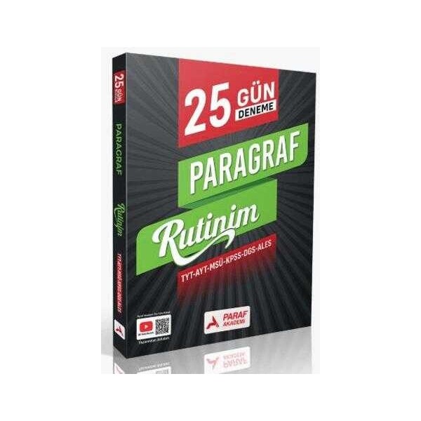 Paraf Akademi Tyt 25 Günde Rutin Paragraf Branş Denemeleri Temel Yeterlilik Testi (TYT) Fiyatı