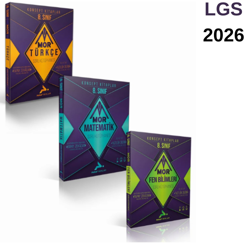Paraf Yayınları 8. Sınıf Mor Serisi Türkçe-Matematik-Fen Üçlü Set 2026 Diğer Fiyatı