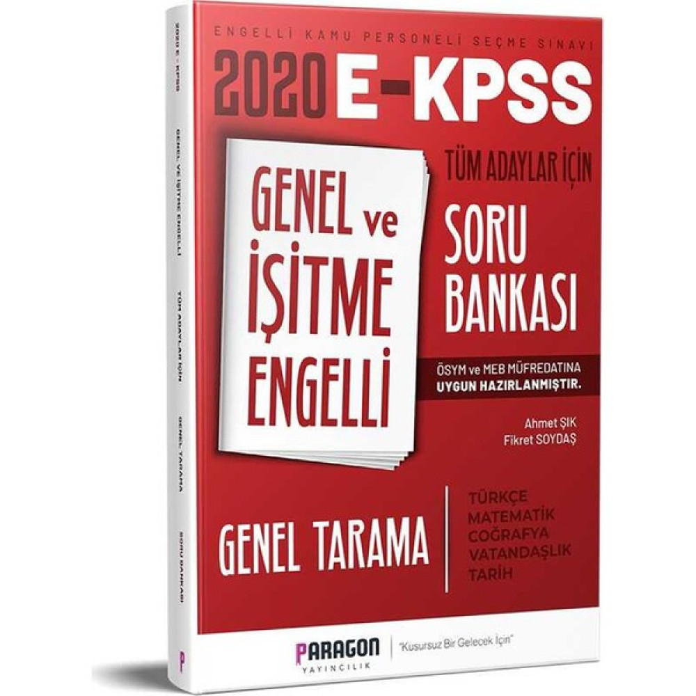 Paragon Yayınları 2020 EKPSS Genel ve Işitme Engelli Tüm Adaylar Için Genel Tarama Soru Bankası KPSS Fiyatı