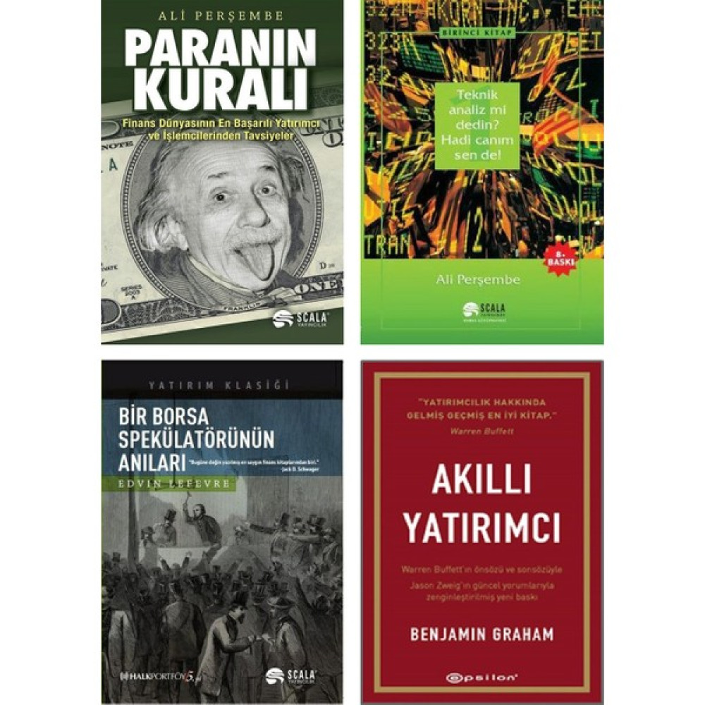 Paranın Kuralı + Teknik Analiz Mi Dedin? Hadi Canım Sen De! + Bir Borsa Spekülatörünün Anıları + Akıllı Yatırımcı / 4' Lü Ekonomi Kitap Seti Ekonomi Pazarlama Kitapları Fiyatı