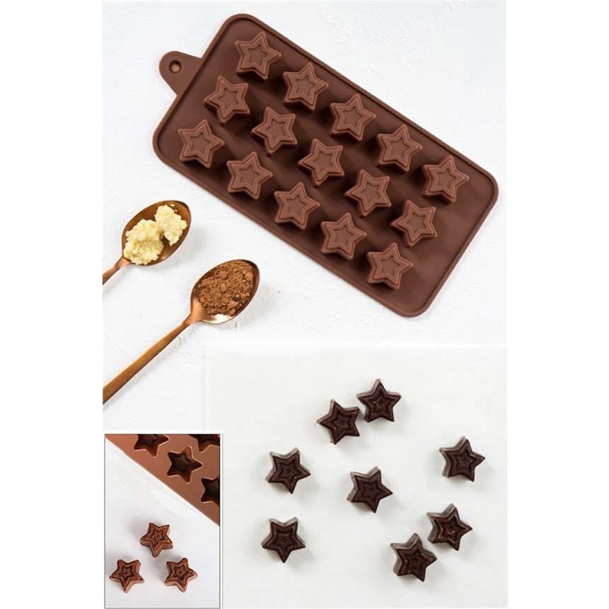 Paras Ticaret 15 Göz Iç Içe Yıldız Şekilli Silikon Şeker Kurabiye Jöle Buz Vb. Çikolata Kalıbı Küçük Kalıp (20,1 Cm X 10,7 Cm) 1 Adet - Kahverengi Giyim & İç Giyim Fiyatı