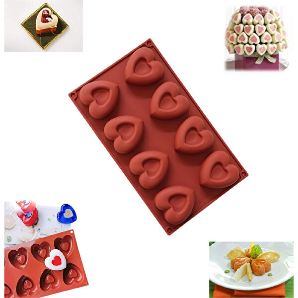 Paras Ticaret 8 Göz Çukur Kalpli Silikon Sabun Çikolata Kurabiye Mum Jöle Pasta Vb. Kek Kalıbı (29,4 cm x 17,2 Cm) 1 Adet - 8 Göz Çukur Kalpli Şekil Kek Kalıpları Fiyatı