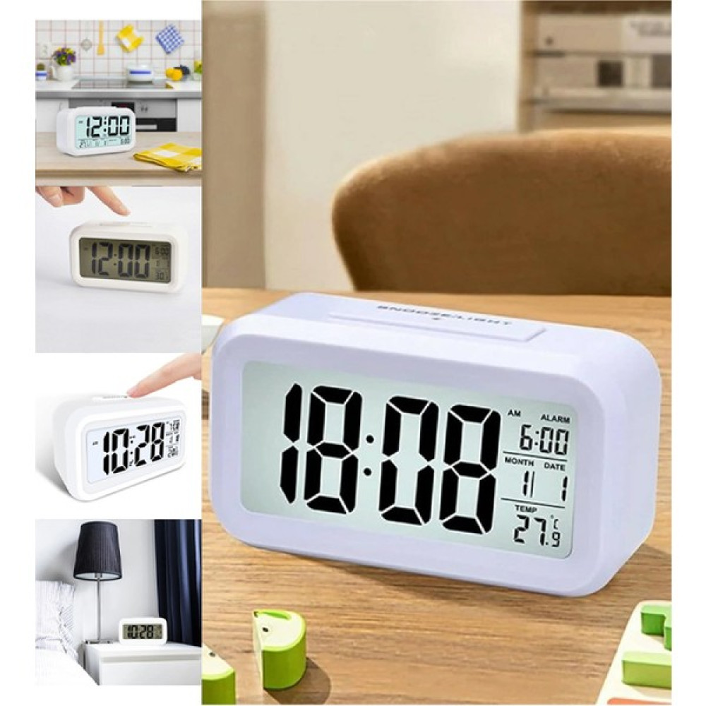 Paras Ticaret Gece Sensörlü Işıklı Alarmlı Tarihli Termometreli Dijital Beyaz Masa Saati (13,5 cm x 4,6 cm x 7,7 Cm) Masa Saati Fiyatı